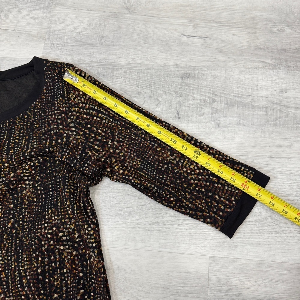 Allison Daley Tunic Blouse Earthtone Brown, Cream, Red Polka Dot 3/4 Sleeve - Picture 17 of 17